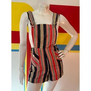 70s 1970s vintage stripe overall short shortall Mr freedom glam disco romper